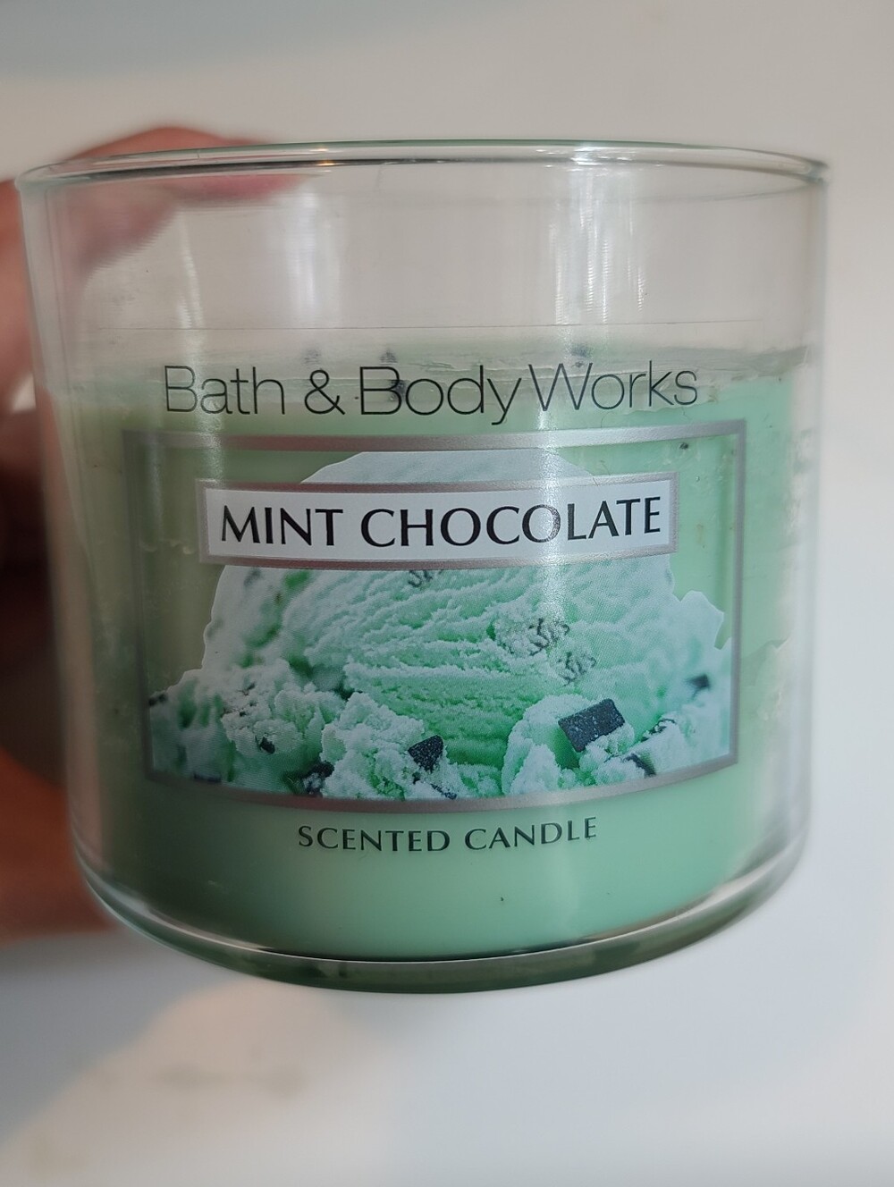 Bath and Body Works 3-wick candle white barn mint chocolate - used